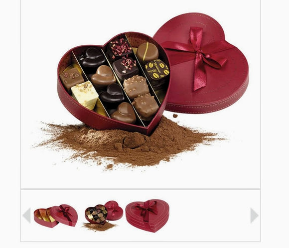 St-Valentin : Cœur de velours rouge_ 20 pralines cœurs